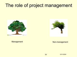 12/11/2024
20
The role of project management
Management Non-management
 