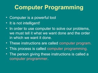 Chapter #1 overview of programming and problem solving | PPT image.