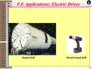 27
Tunnel drill Electric hand drill
P.E Applications: Electric Drives
 