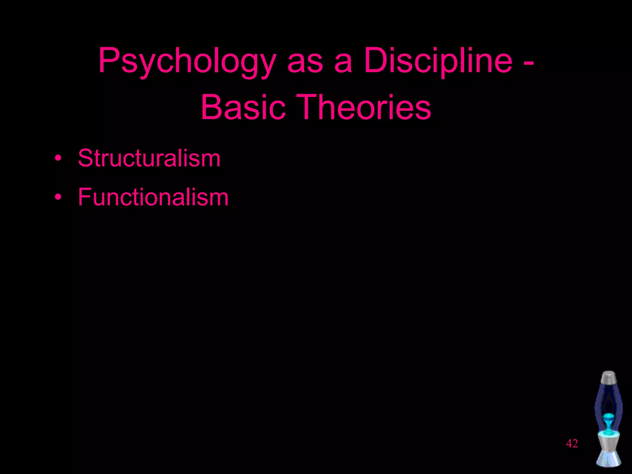 Psychology as a Discipline - Basic Theories Structuralism Functionalism 
