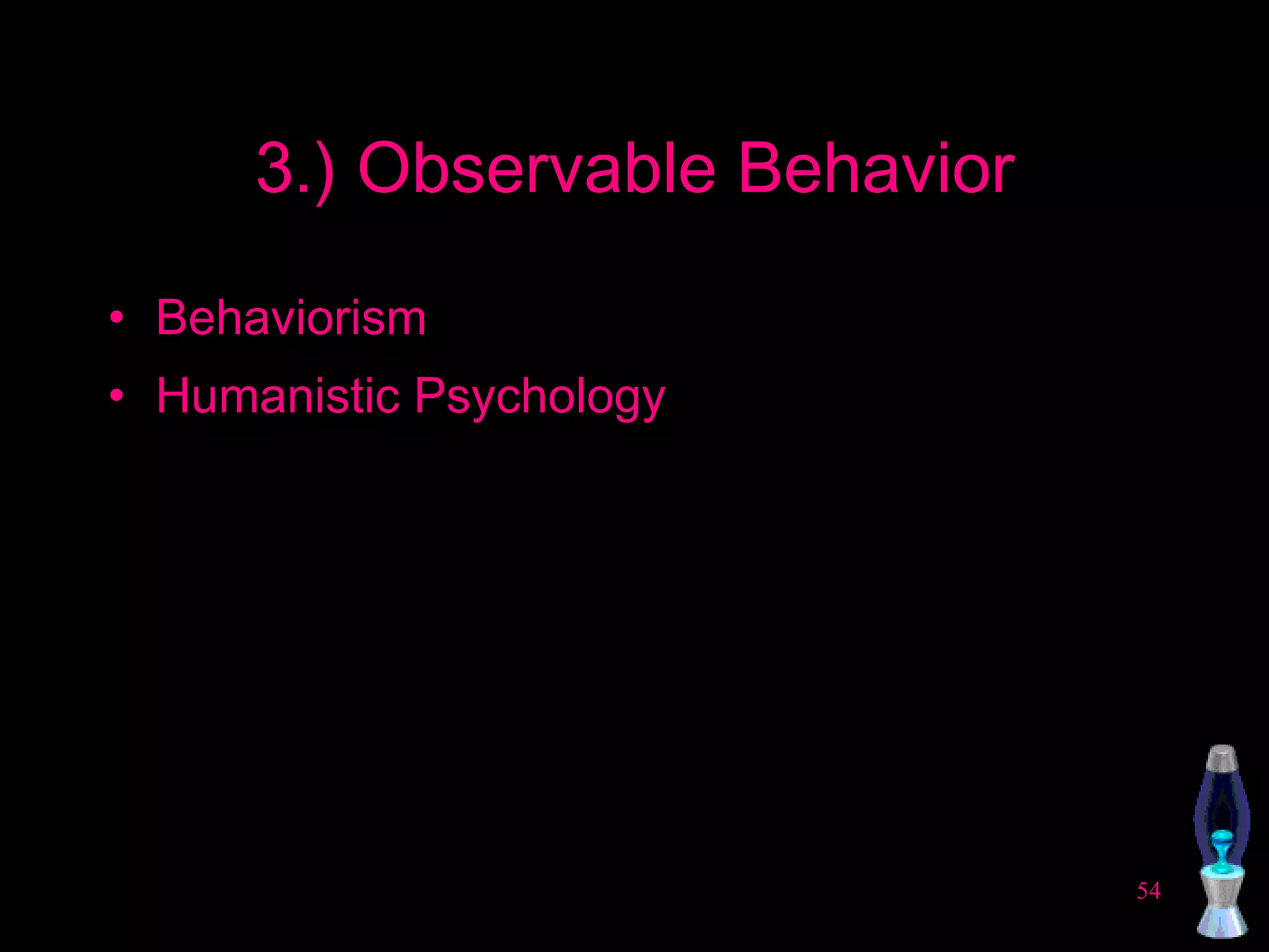 3.) Observable Behavior Behaviorism Humanistic Psychology 