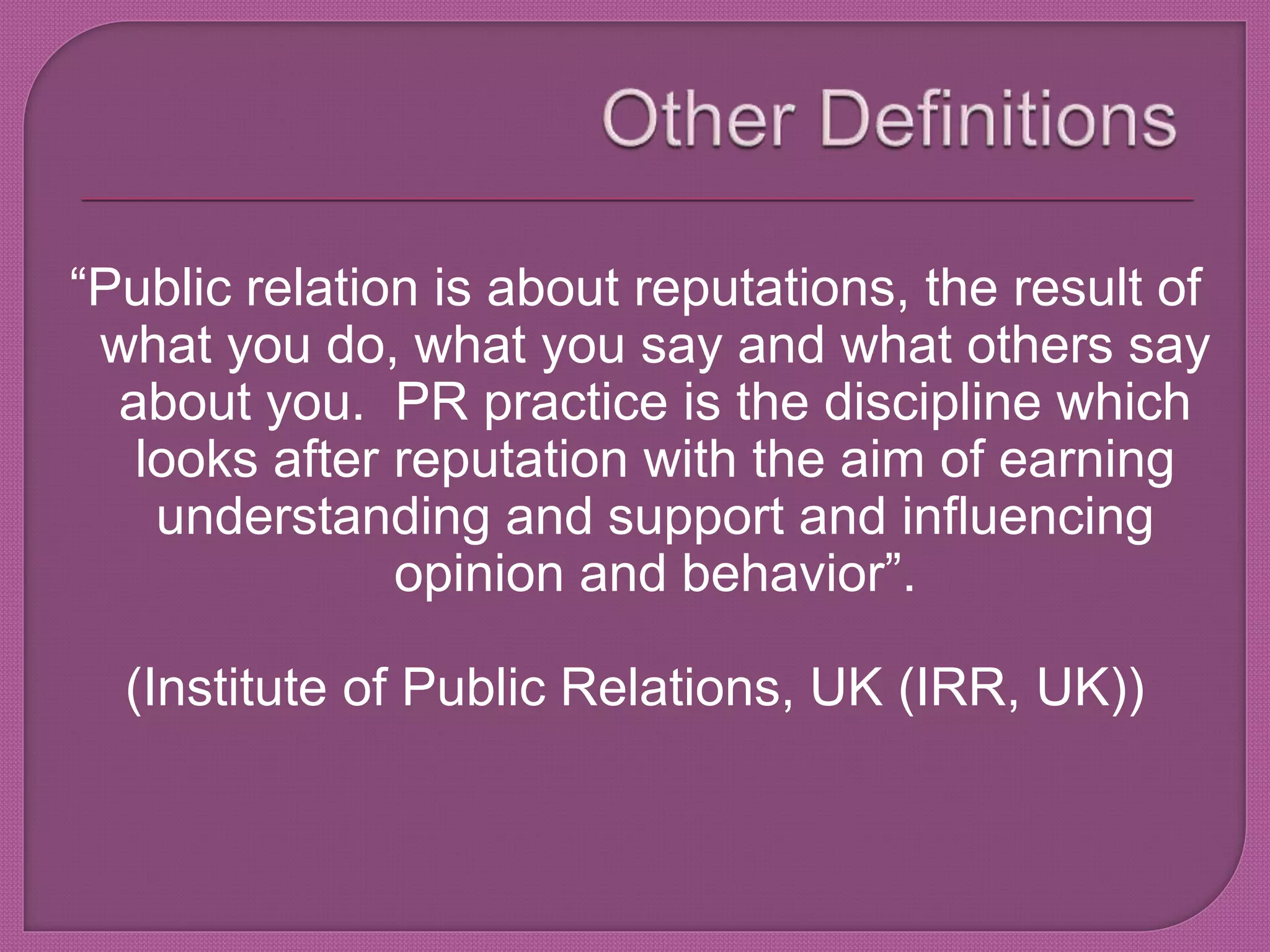 Chapter 1 PUBLIC RELATION | PPT