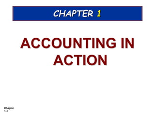 Chapter 
1-1 
CHAPTER 1 
ACCOUNTING IN 
ACTION 
 
