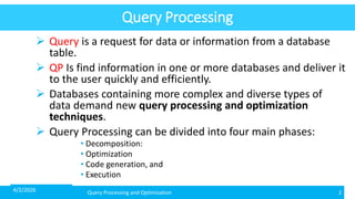 Advanced Database Systems: Query Processing and Optimization Techniques ...