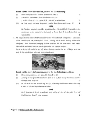 Chapter 1 Relations and Functions. PYQ of class 12 | PDF