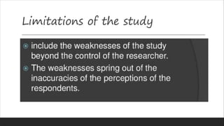 Limitations of the study
