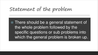 Statement of the problem