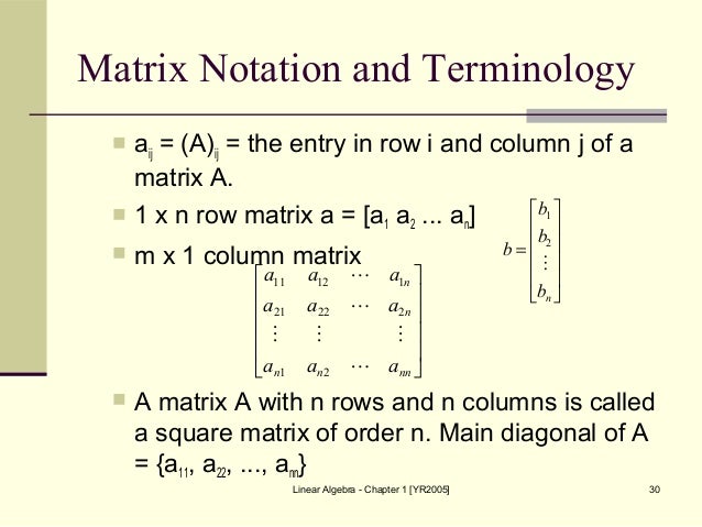 matrix size notation matrices and algbra