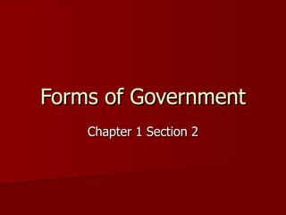 Forms of Government Chapter 1 Section 2 