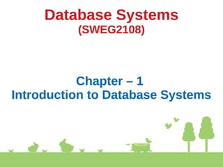 Database Systems
(SWEG2108)
Chapter – 1
Introduction to Database Systems
 