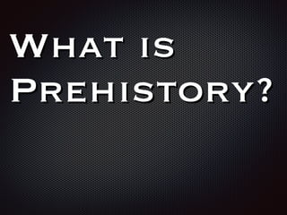 What is
Prehistory?
 