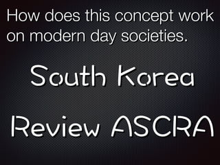 How does this concept work
on modern day societies.
 