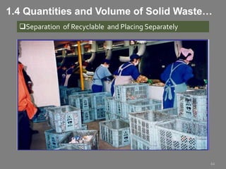 Separation of Recyclable and Placing Separately
44
1.4 Quantities and Volume of Solid Waste…
 