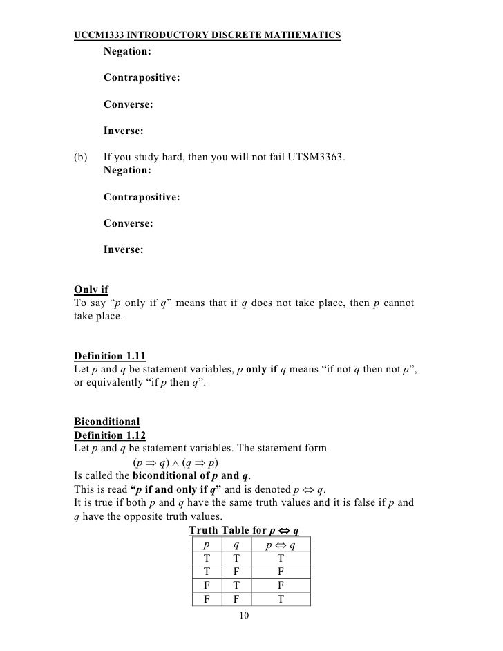 converse definition discrete math