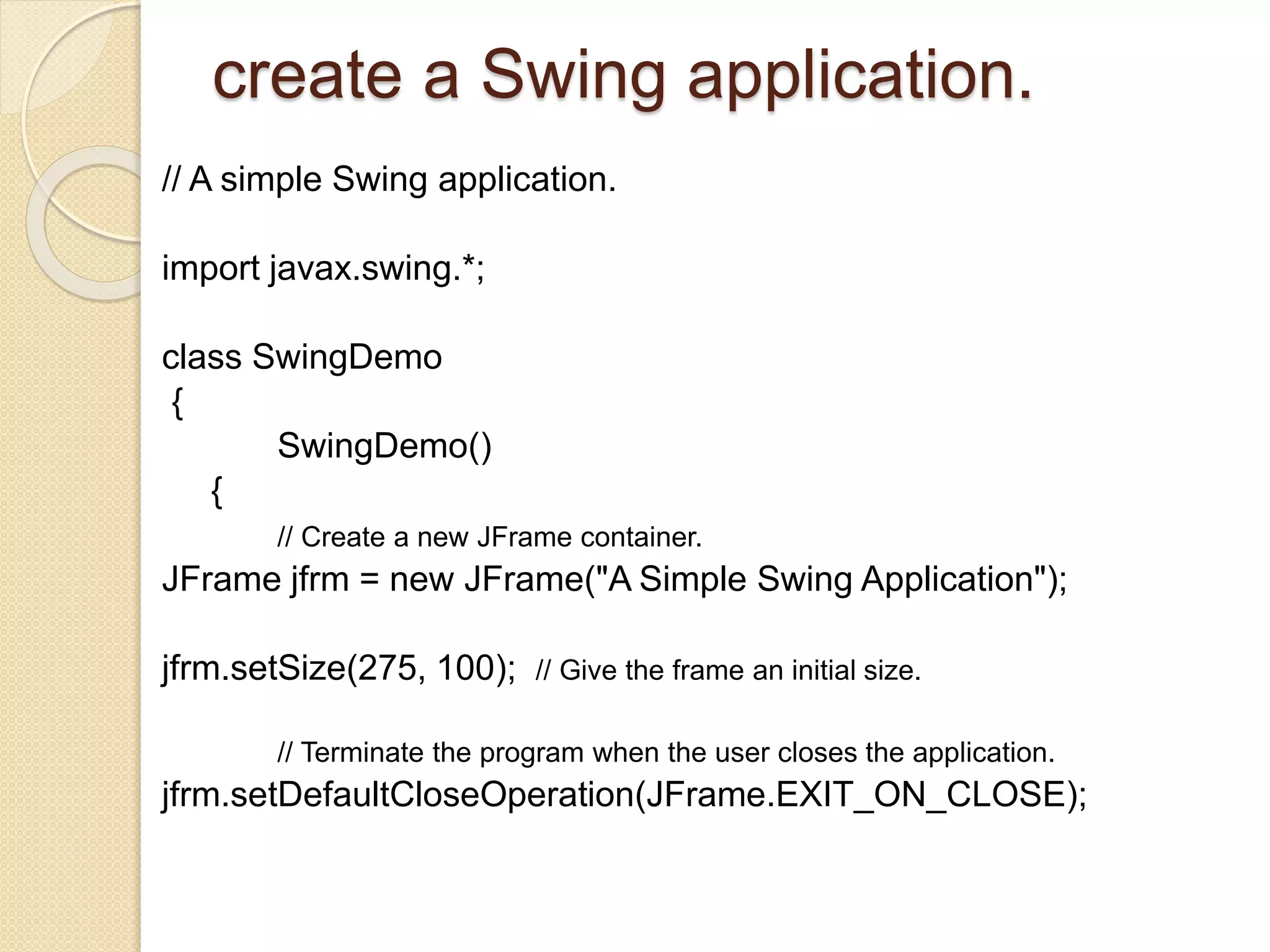 Chapter 1 swings | PPTX | Programming Languages | Computing