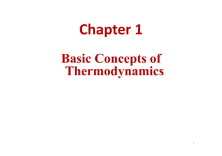 Chapter 1
Basic Concepts of
Thermodynamics
1
 