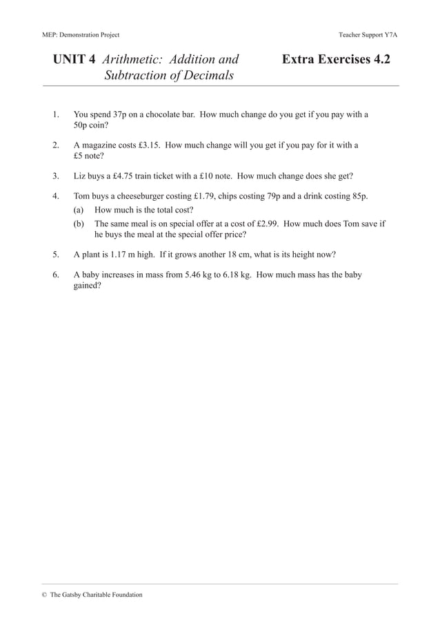 Chapter One Worksheet Chapter 1 worksheets | PDF