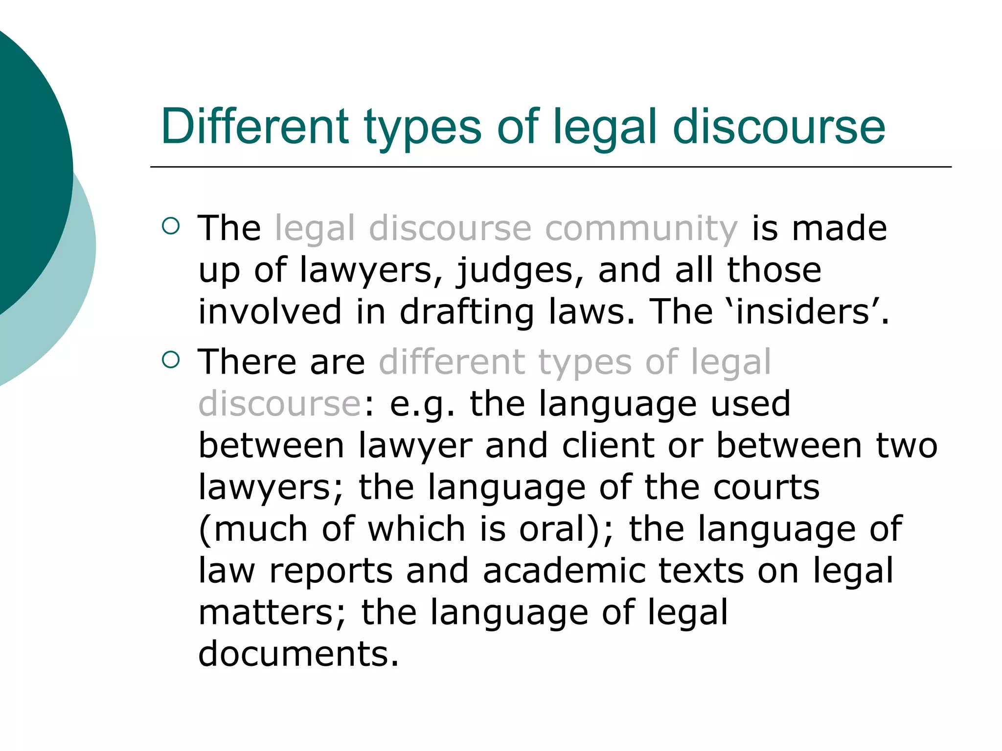 Characteristics of Legal English | PPT | Law