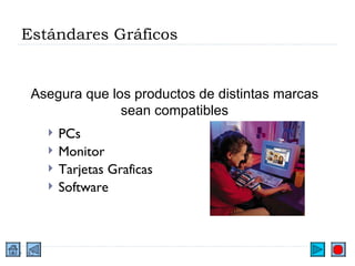 Estándares Gráficos PCs Monitor Tarjetas Graficas Software Asegura que los productos de distintas marcas sean compatibles 