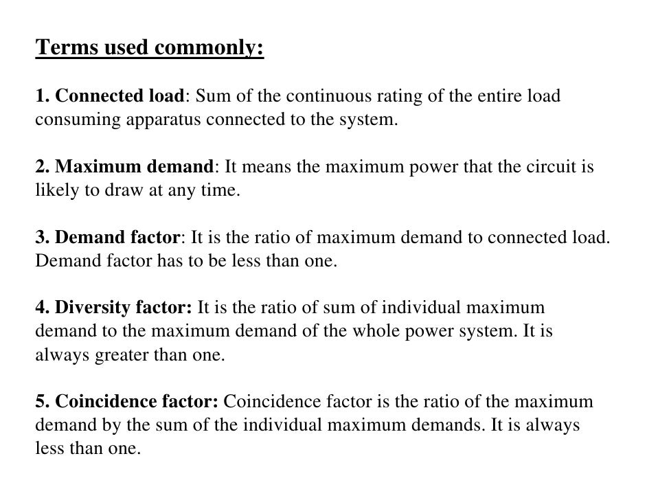 Load characteristics and Economic Aspects
