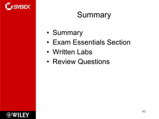 Summary Summary Exam Essentials Section Written Labs Review Questions 