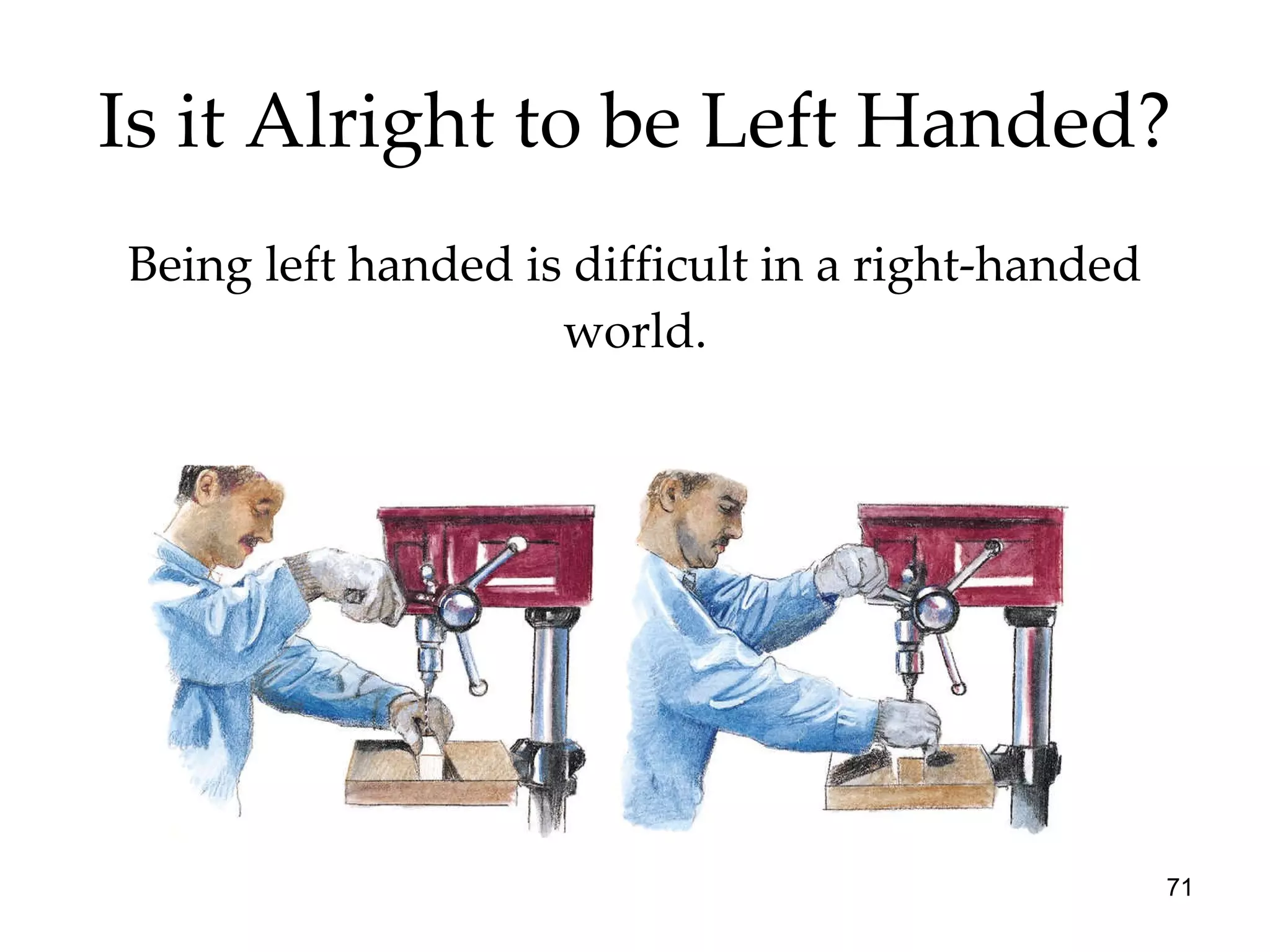 Is it Alright to be Left Handed? Being left handed is difficult in a right-handed world. 