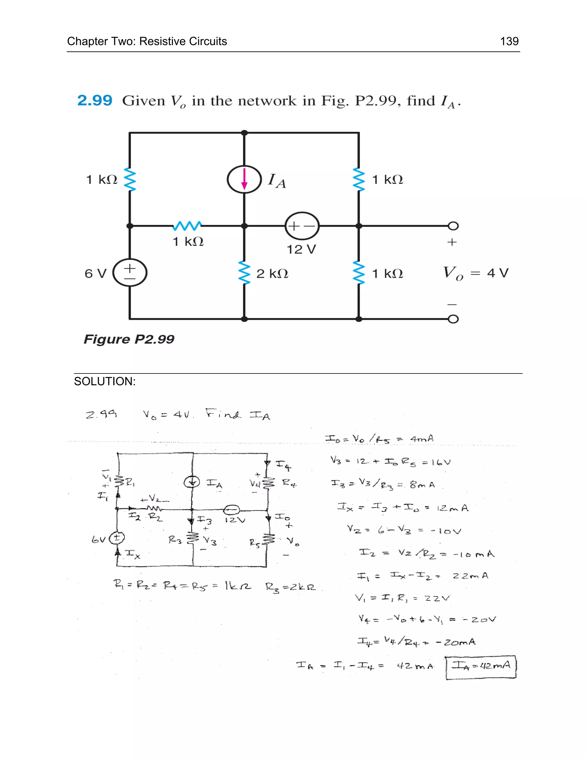 Chapter Two: Resistive Circuits   139




 SOLUTION:
 