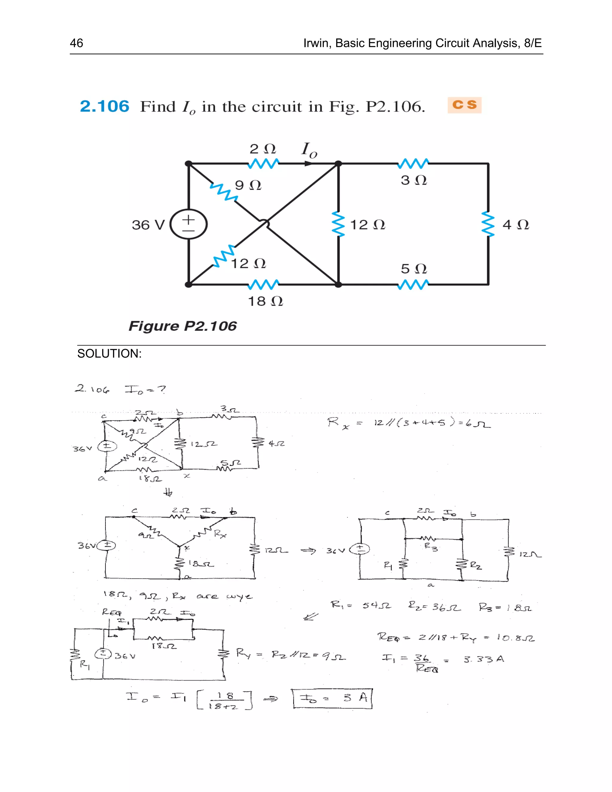 46           Irwin, Basic Engineering Circuit Analysis, 8/E




 SOLUTION:
 