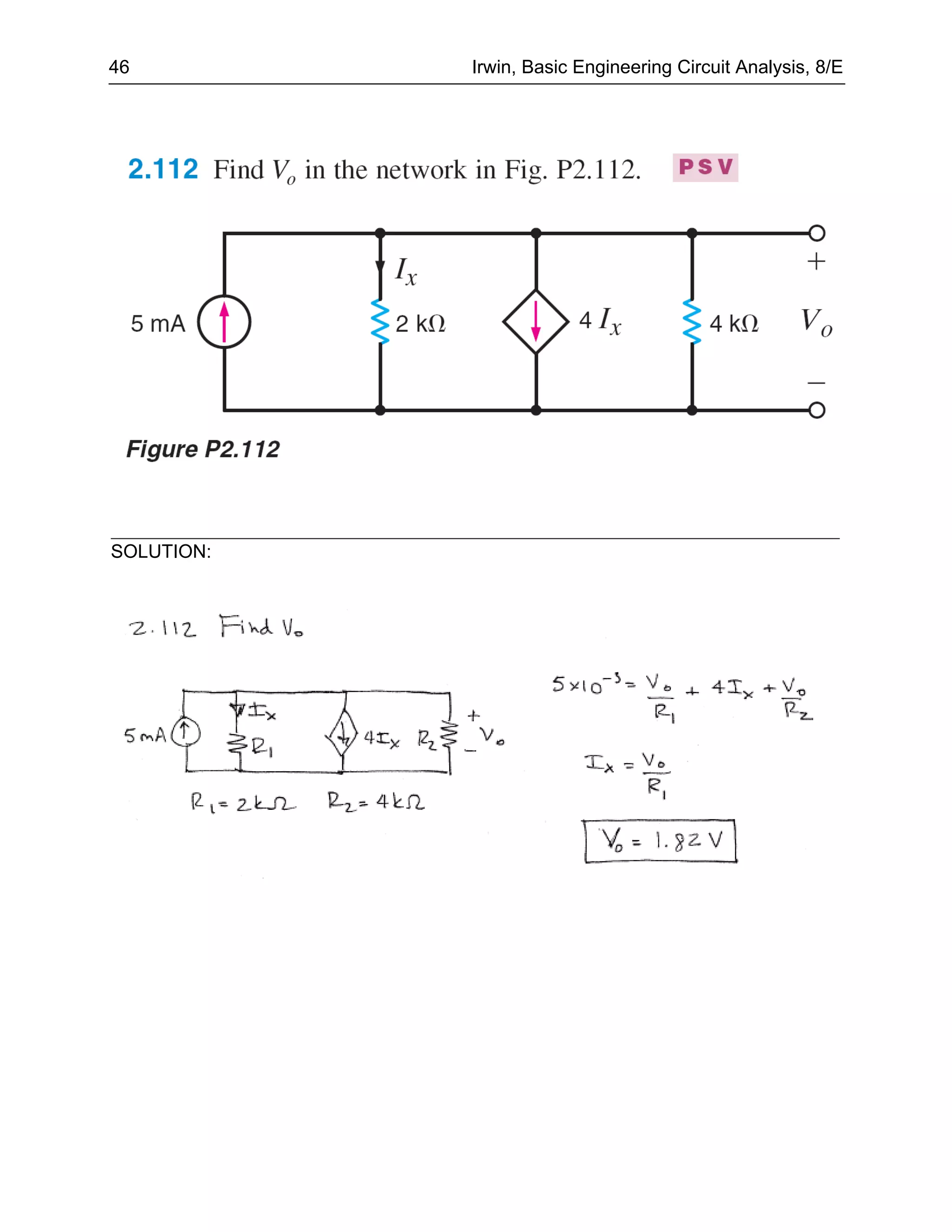 46          Irwin, Basic Engineering Circuit Analysis, 8/E




SOLUTION:
 