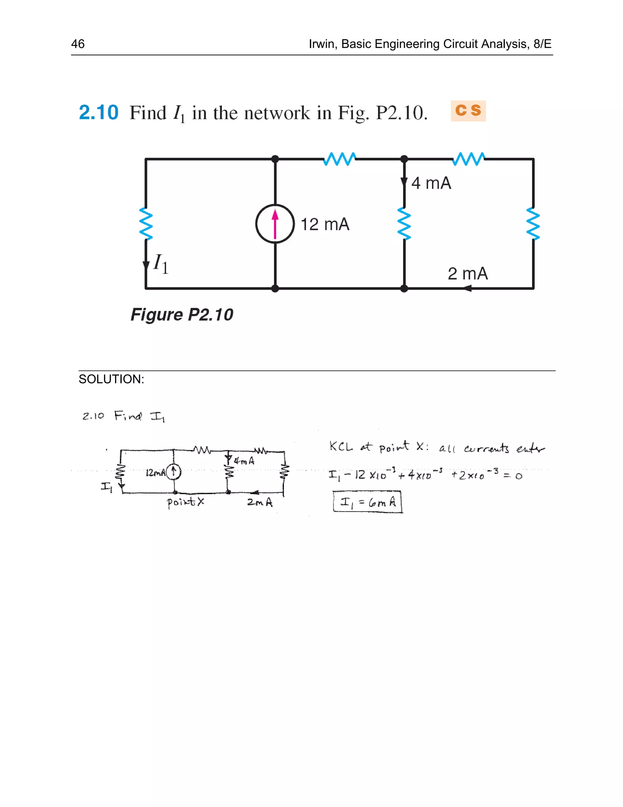 46           Irwin, Basic Engineering Circuit Analysis, 8/E




 SOLUTION:
 