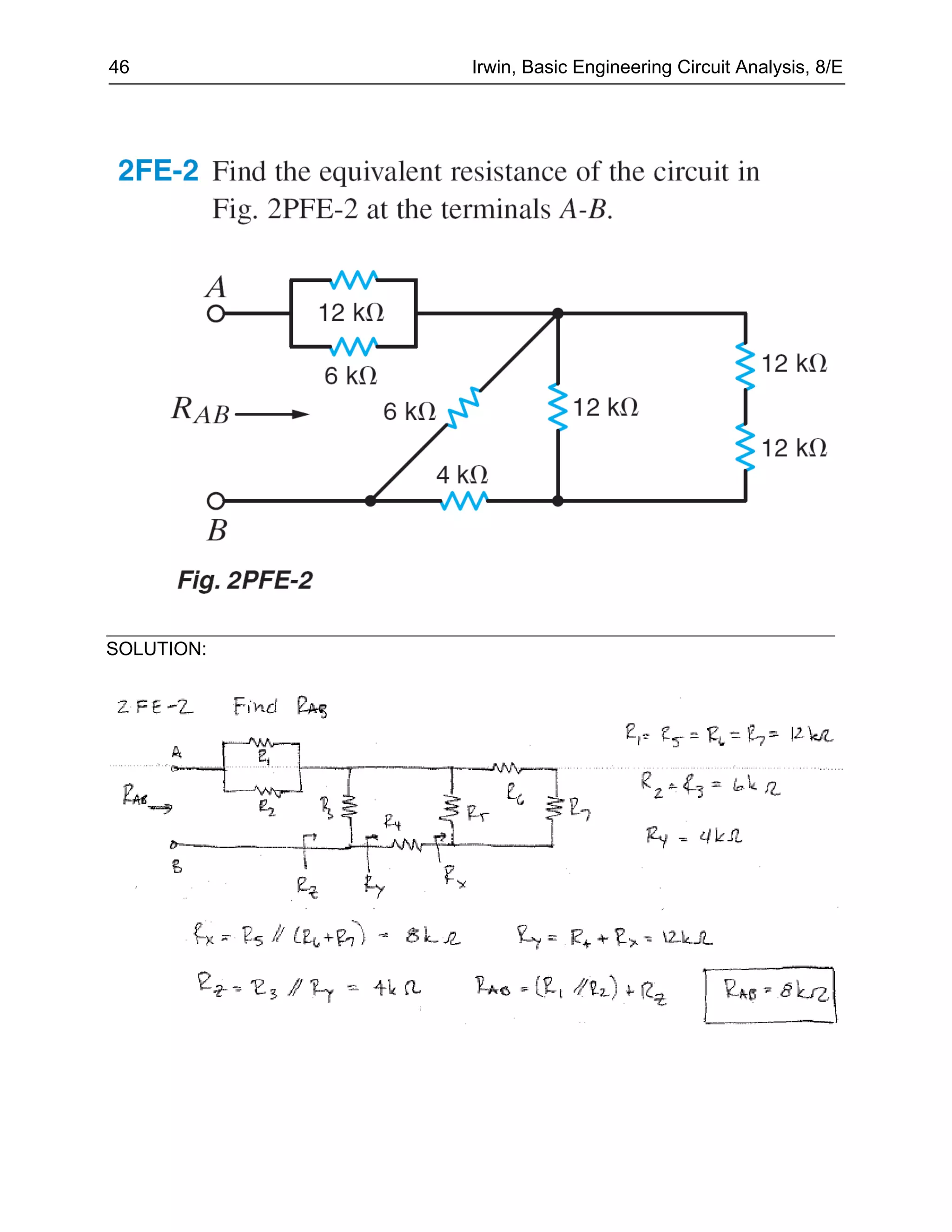 46          Irwin, Basic Engineering Circuit Analysis, 8/E




SOLUTION:
 