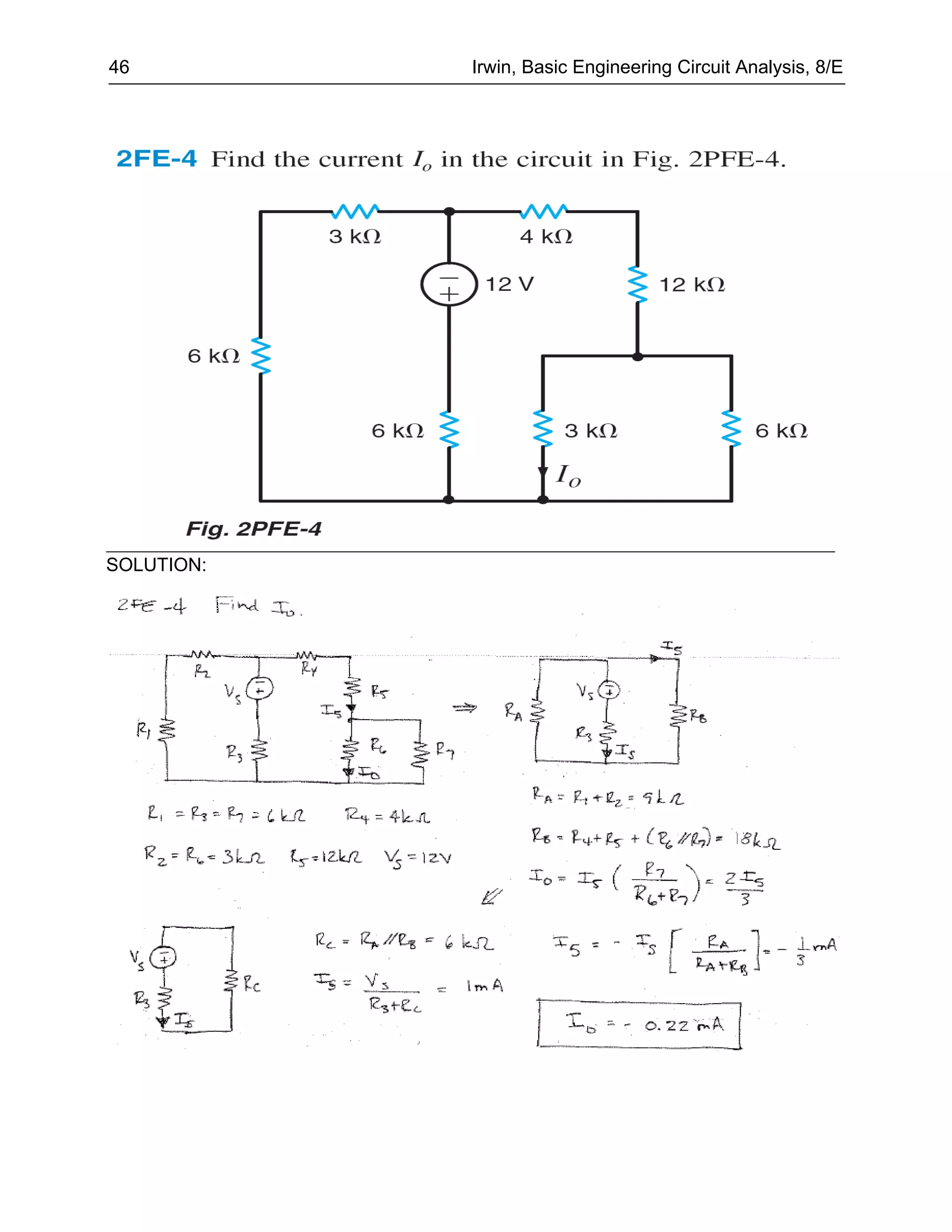 46          Irwin, Basic Engineering Circuit Analysis, 8/E




SOLUTION:
 