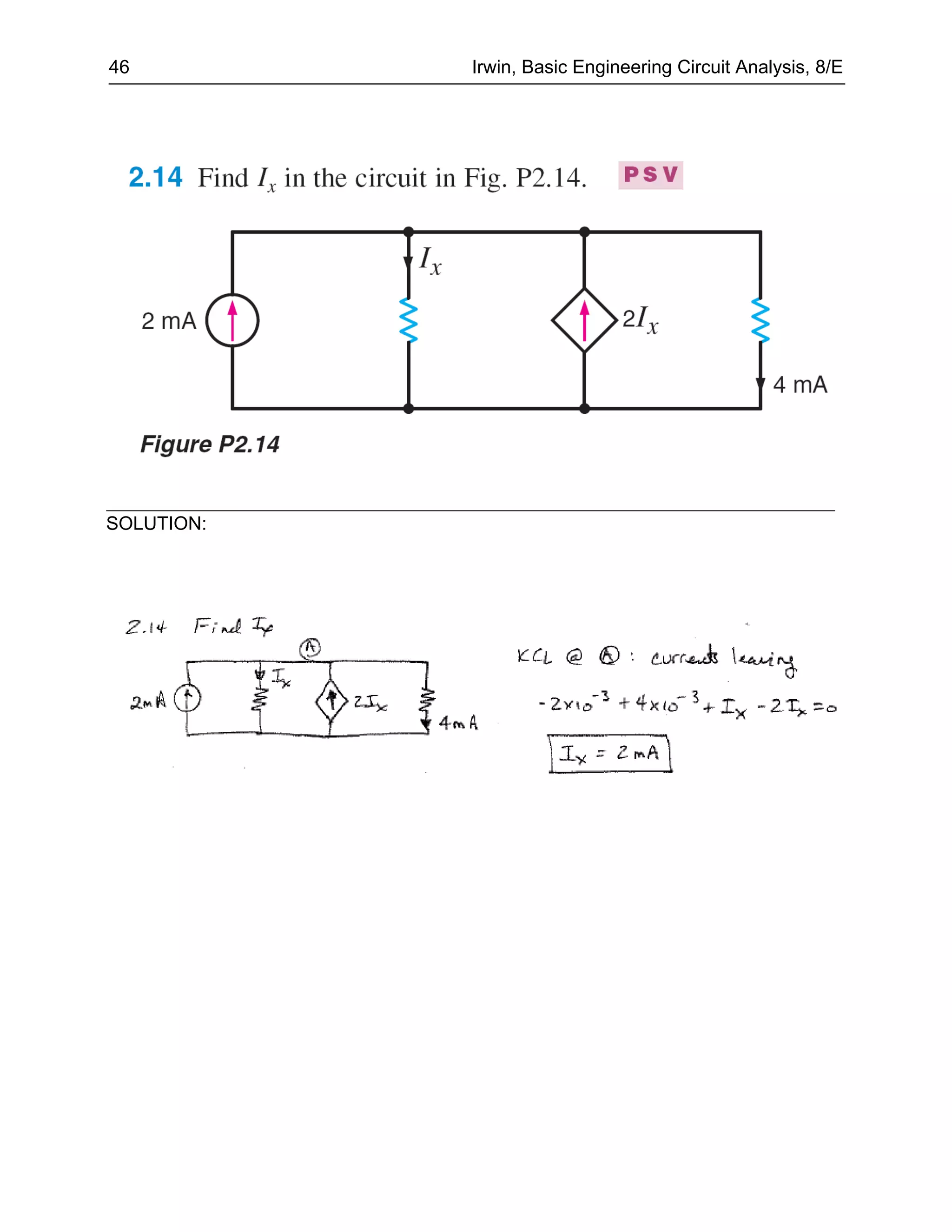 46          Irwin, Basic Engineering Circuit Analysis, 8/E




SOLUTION:
 