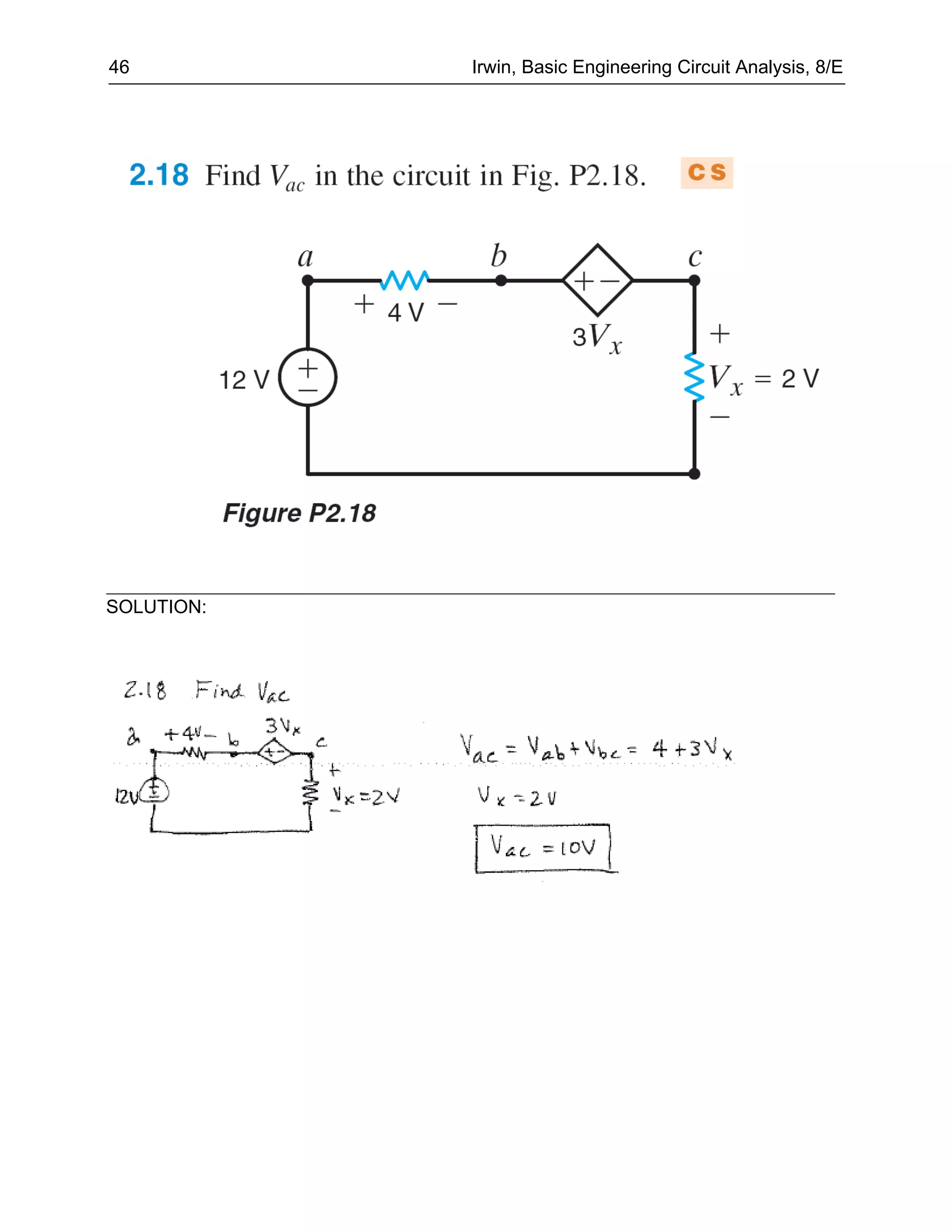 46          Irwin, Basic Engineering Circuit Analysis, 8/E




SOLUTION:
 