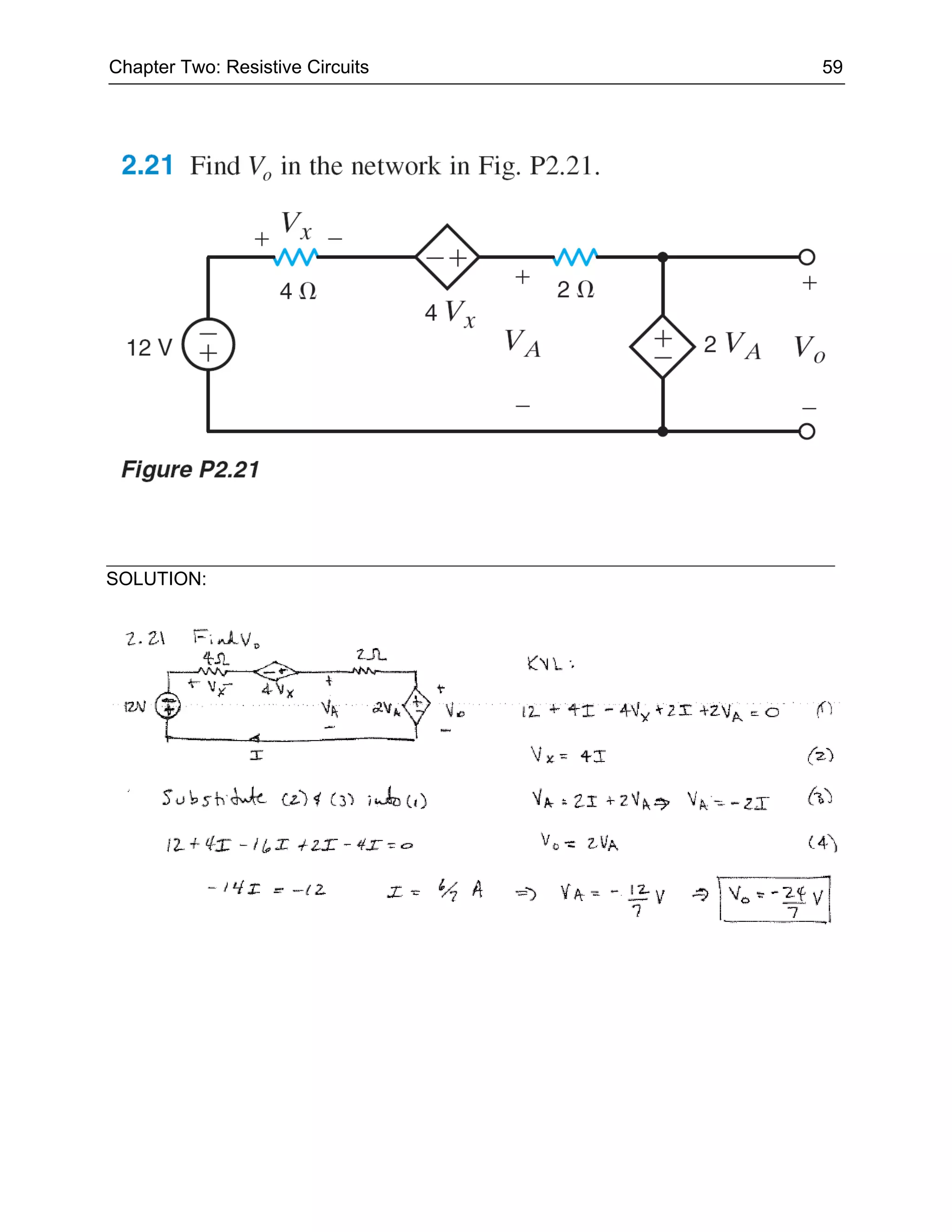 Chapter Two: Resistive Circuits   59




SOLUTION:
 