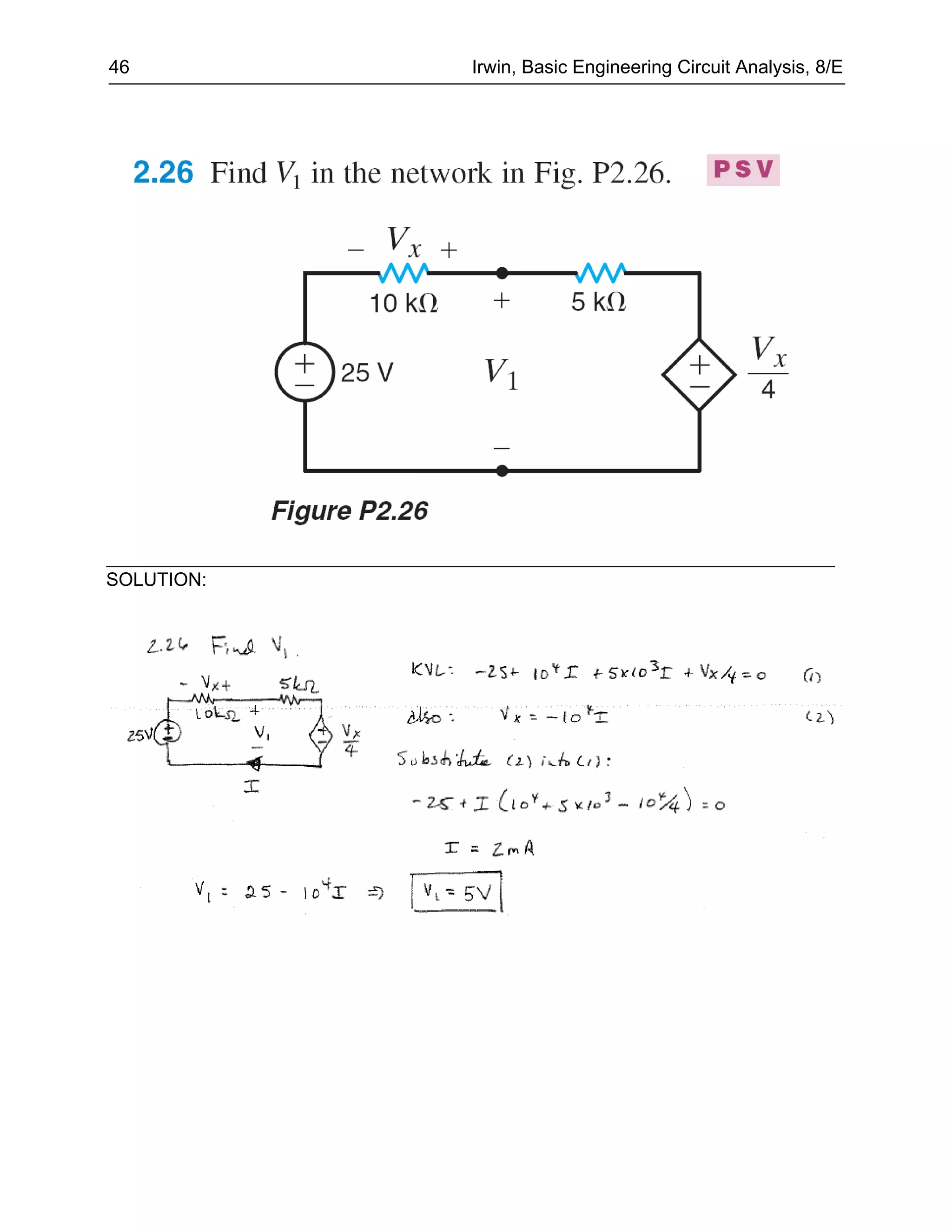 46          Irwin, Basic Engineering Circuit Analysis, 8/E




SOLUTION:
 