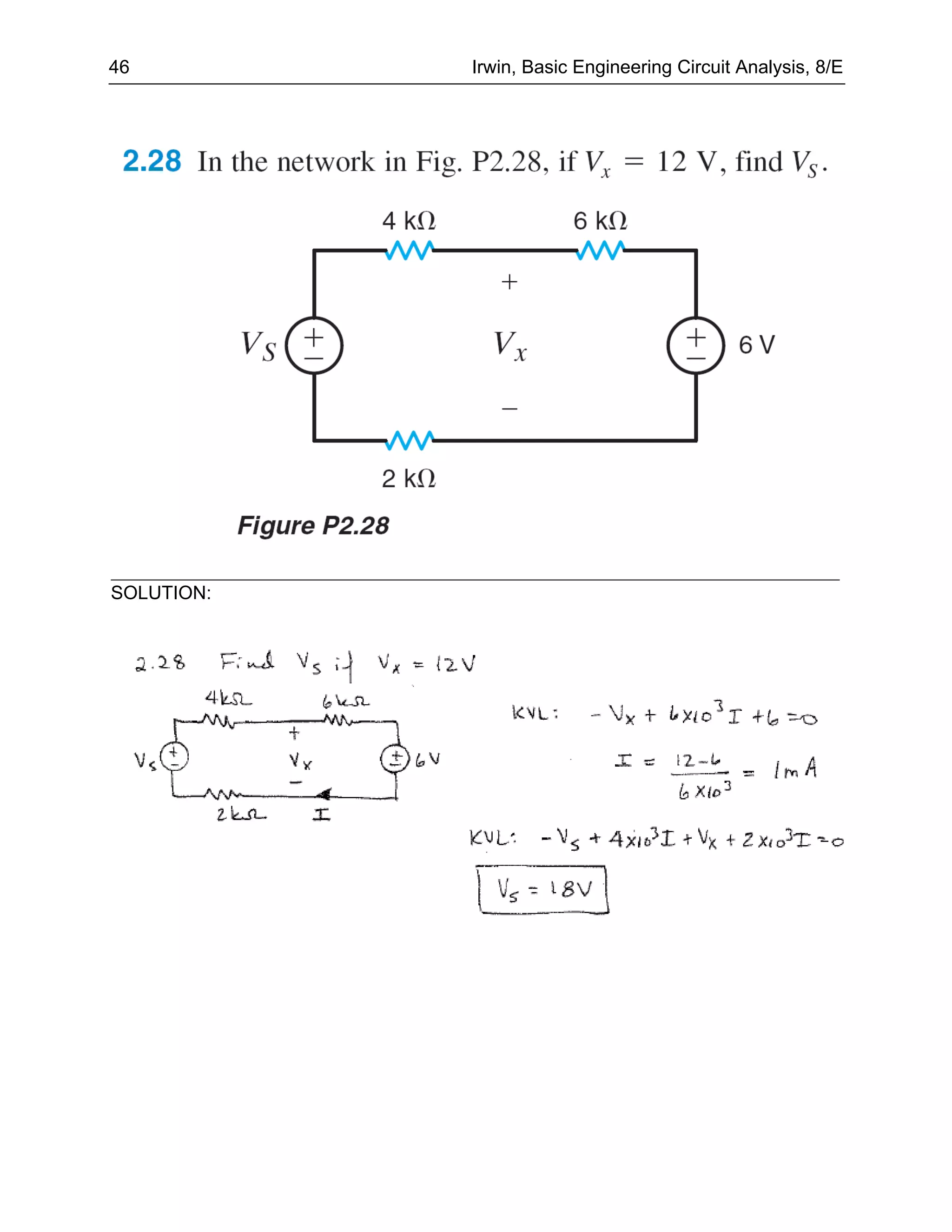 46          Irwin, Basic Engineering Circuit Analysis, 8/E




SOLUTION:
 