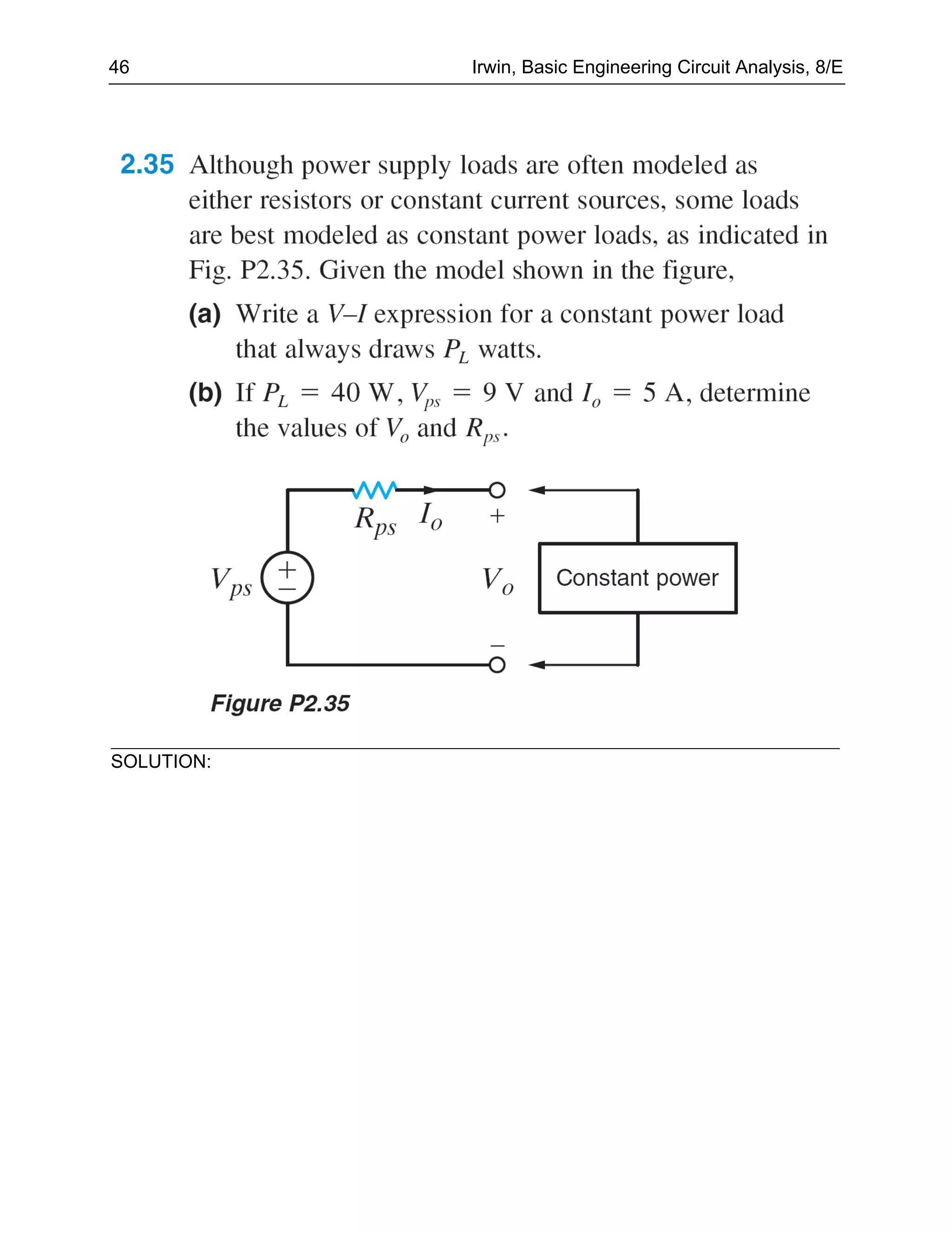 46          Irwin, Basic Engineering Circuit Analysis, 8/E




SOLUTION:
 