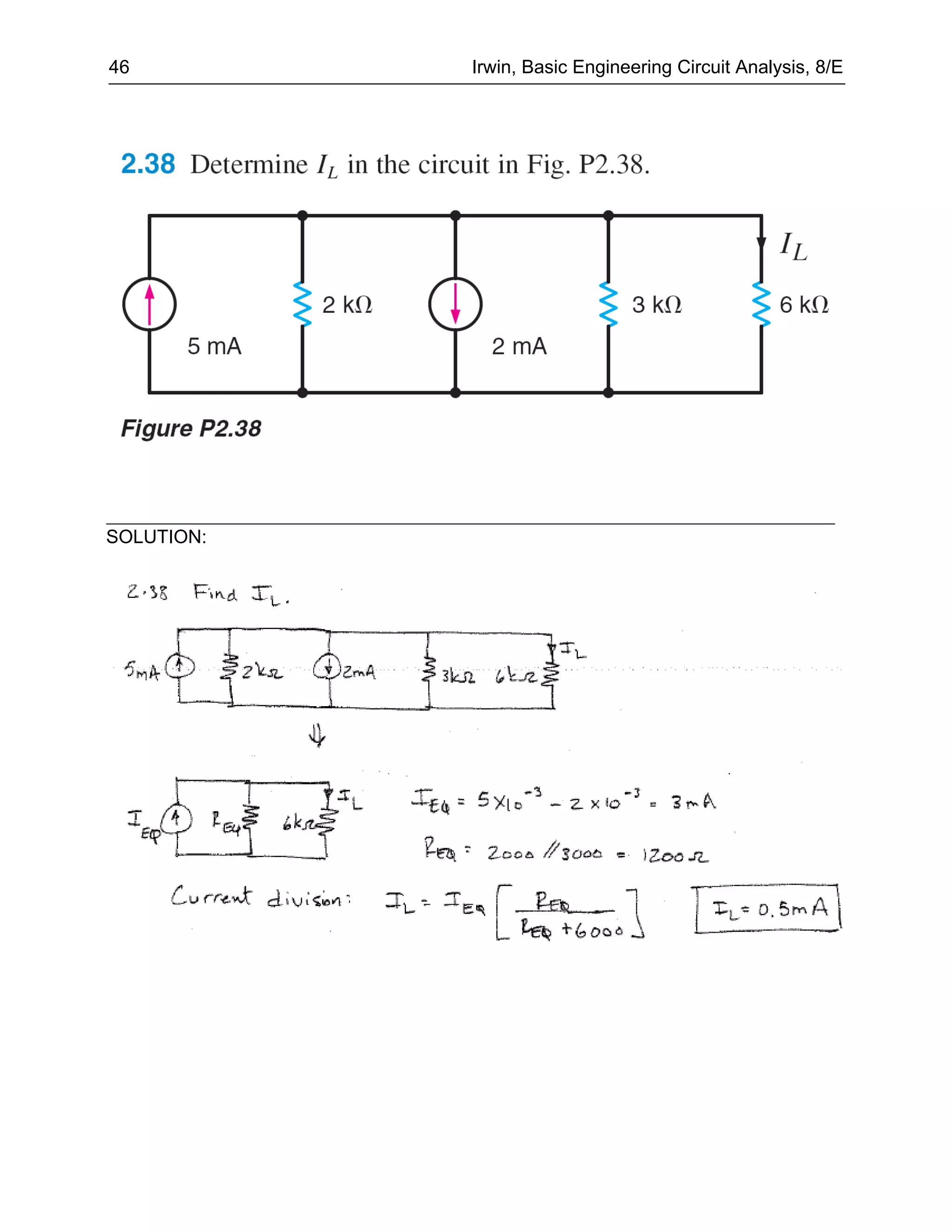46          Irwin, Basic Engineering Circuit Analysis, 8/E




SOLUTION:
 