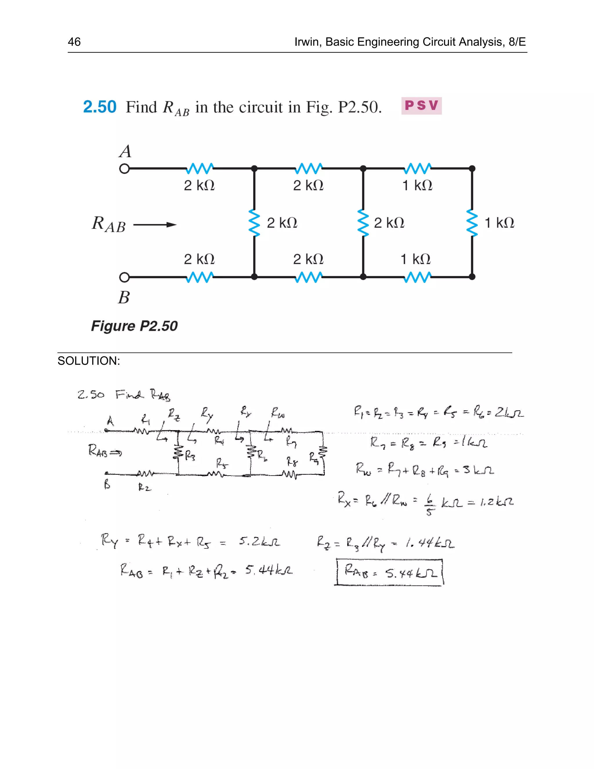 46         Irwin, Basic Engineering Circuit Analysis, 8/E




SOLUTION:
 