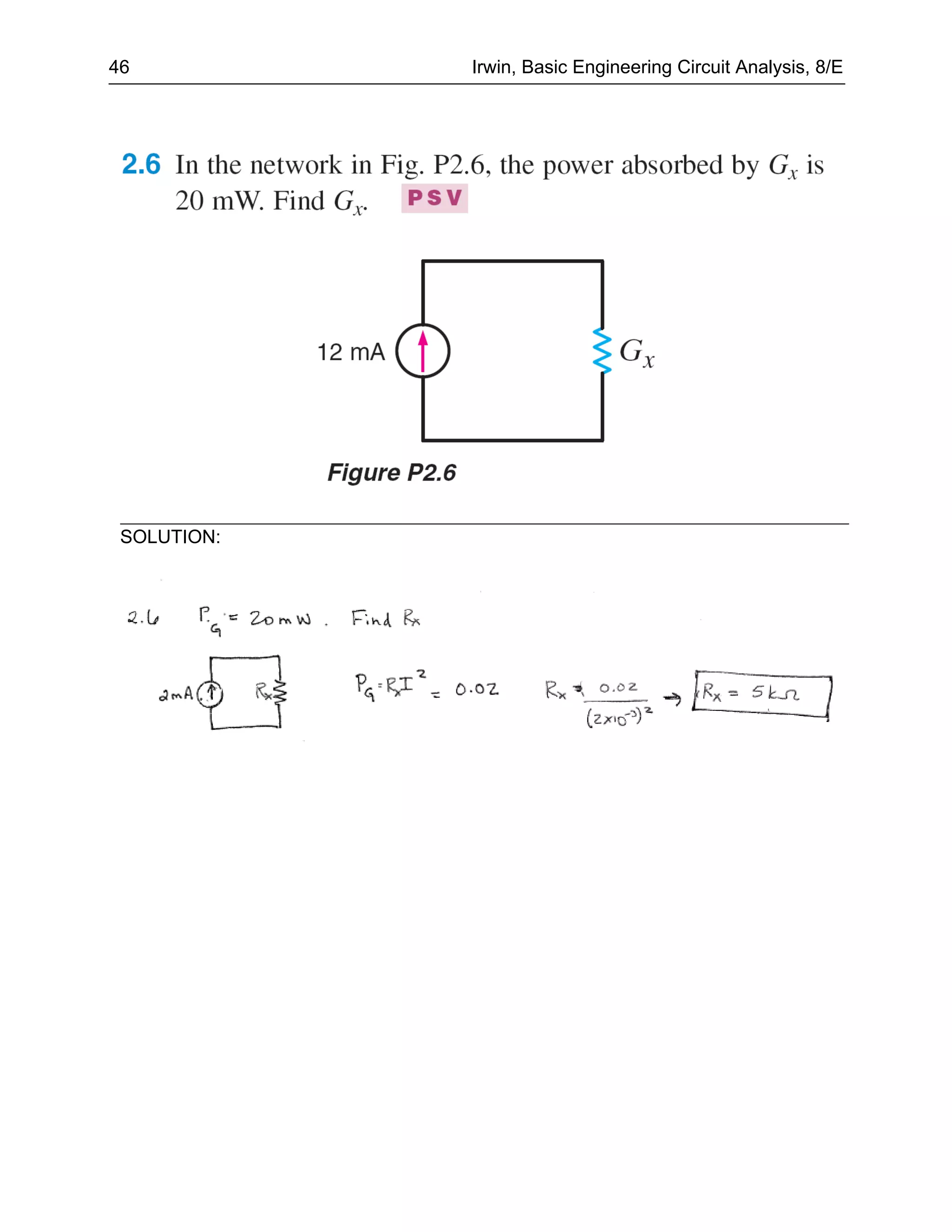 46           Irwin, Basic Engineering Circuit Analysis, 8/E




 SOLUTION:
 