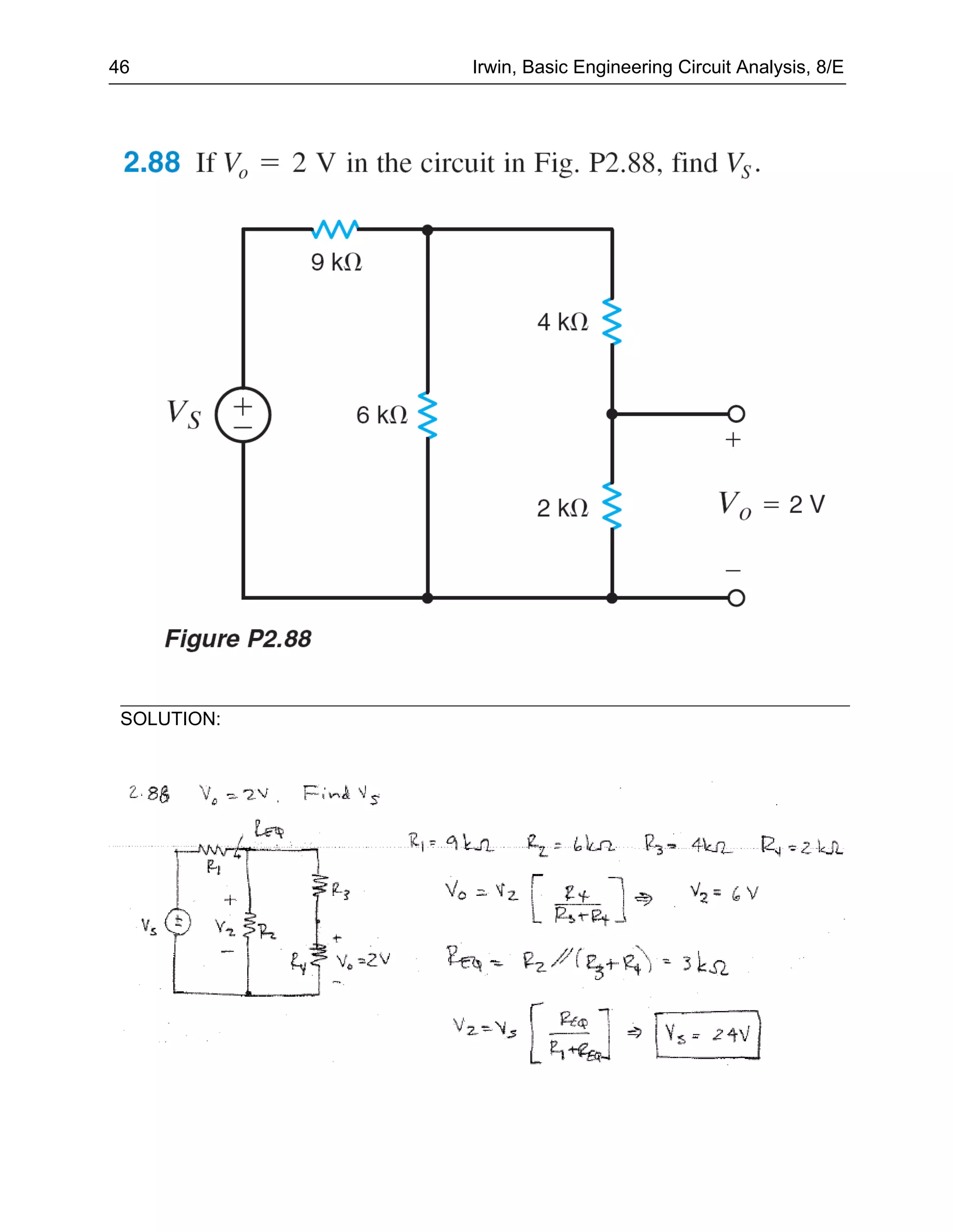 46           Irwin, Basic Engineering Circuit Analysis, 8/E




 SOLUTION:
 