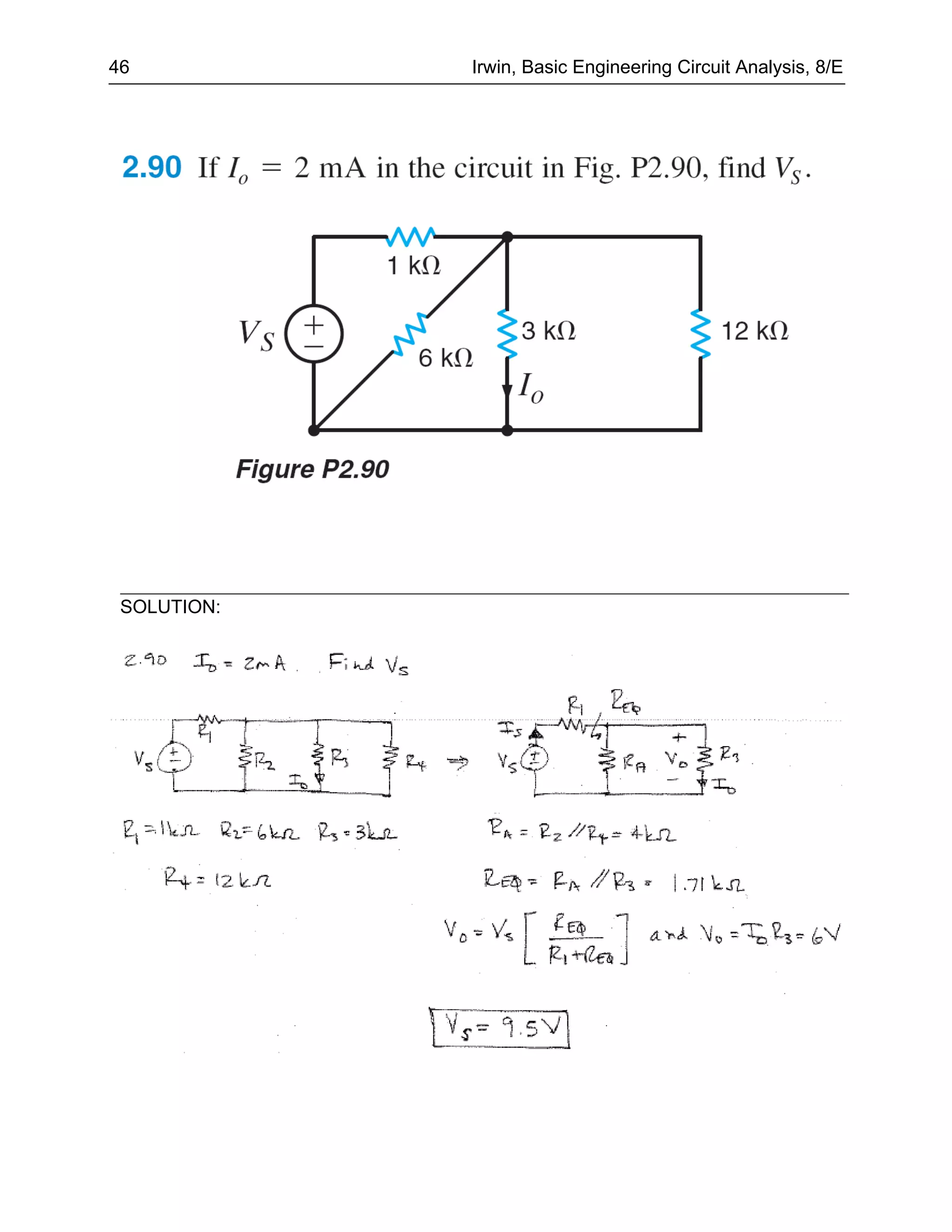 46           Irwin, Basic Engineering Circuit Analysis, 8/E




 SOLUTION:
 