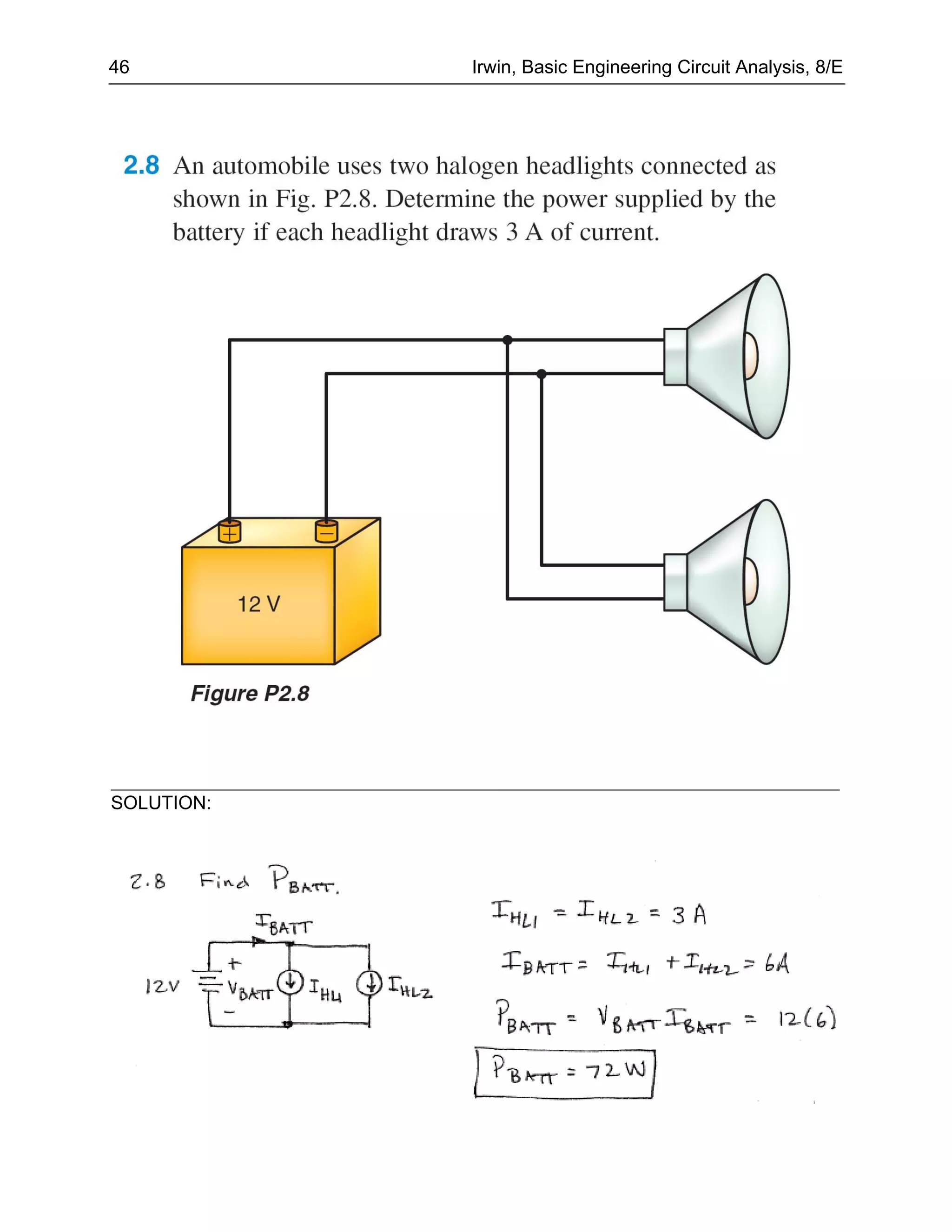 46          Irwin, Basic Engineering Circuit Analysis, 8/E




SOLUTION:
 