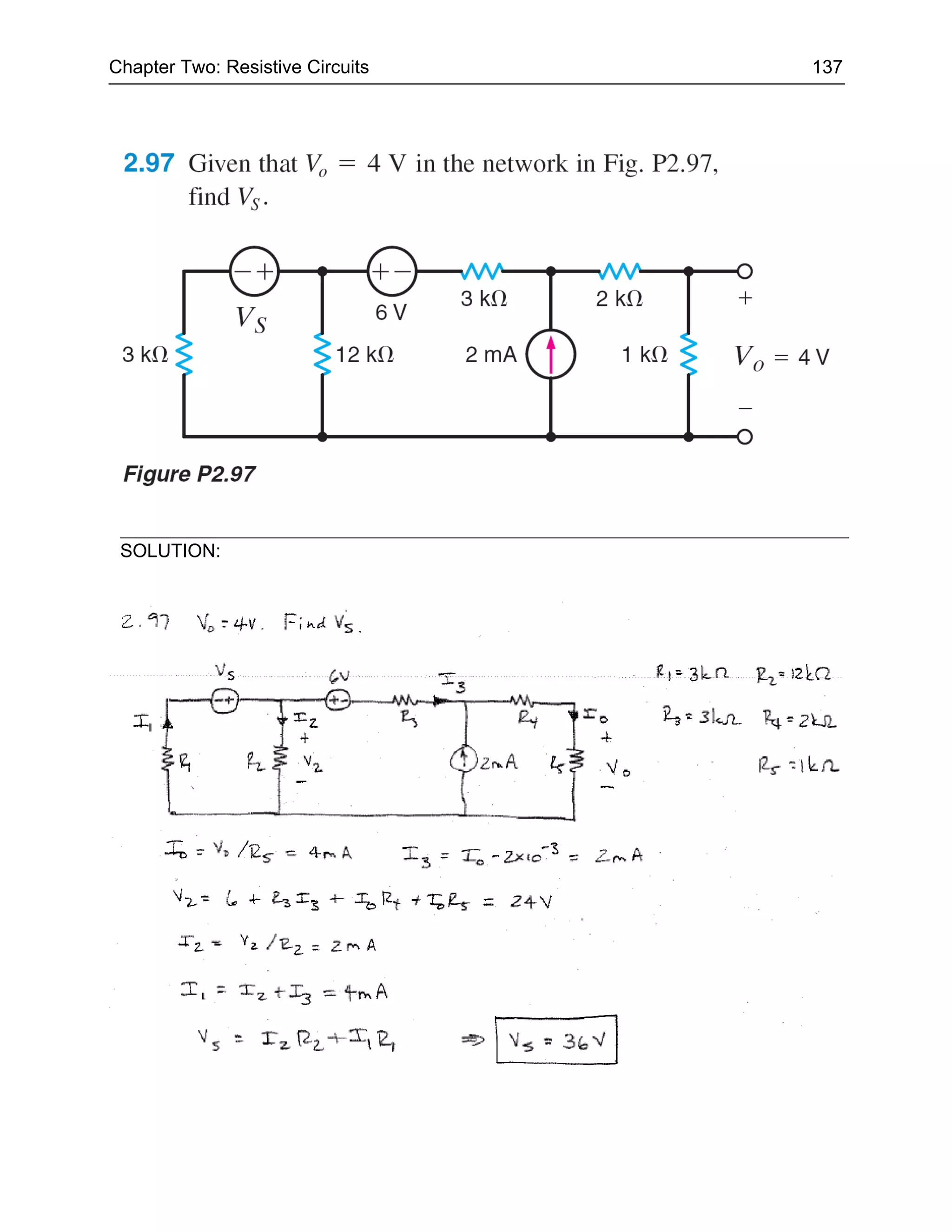 Chapter Two: Resistive Circuits   137




 SOLUTION:
 