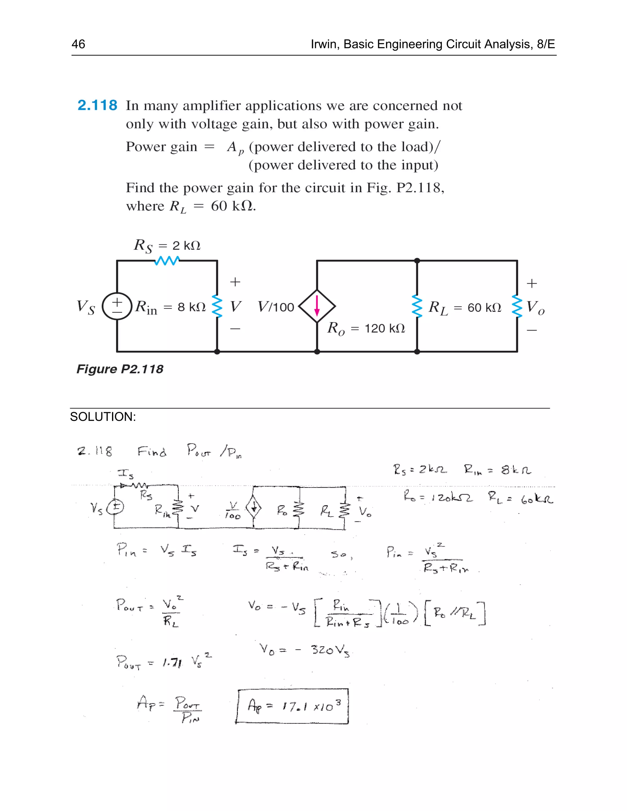 46          Irwin, Basic Engineering Circuit Analysis, 8/E




SOLUTION:
 