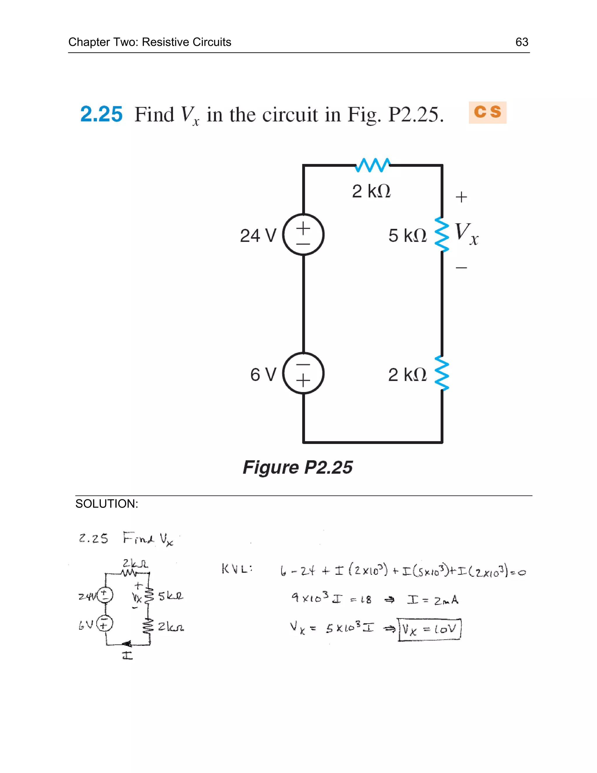 Chapter Two: Resistive Circuits   63




 SOLUTION:
 