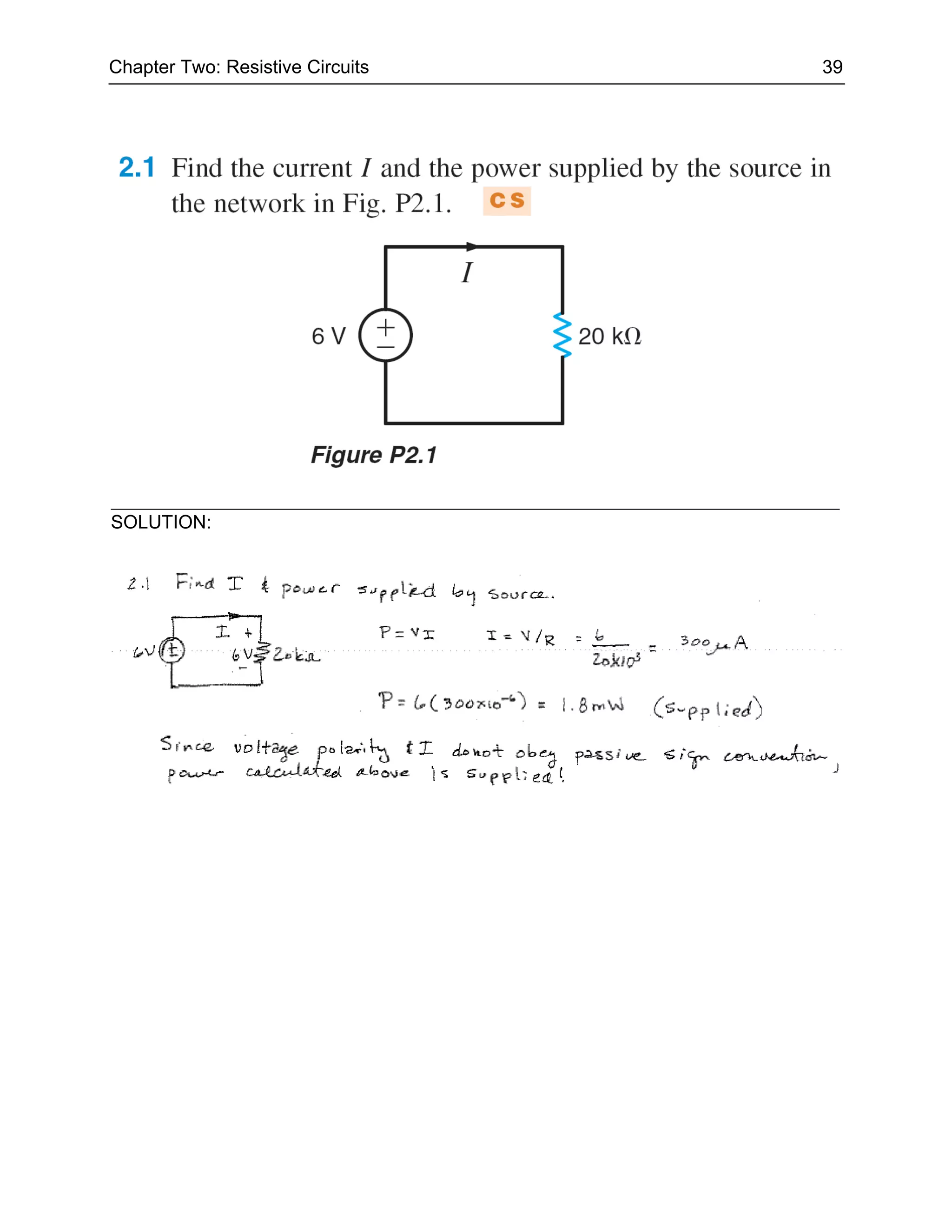 Chapter Two: Resistive Circuits   39




SOLUTION:
 