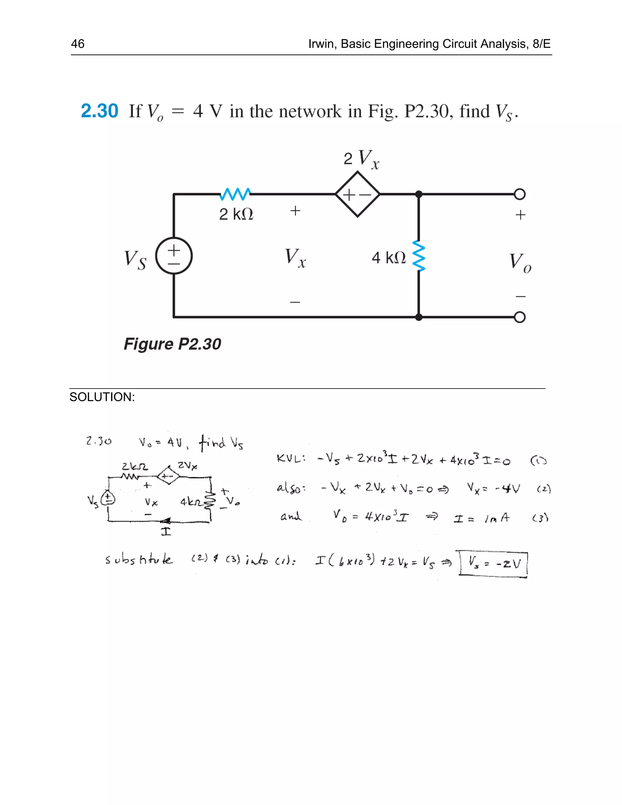 46          Irwin, Basic Engineering Circuit Analysis, 8/E




SOLUTION:
 