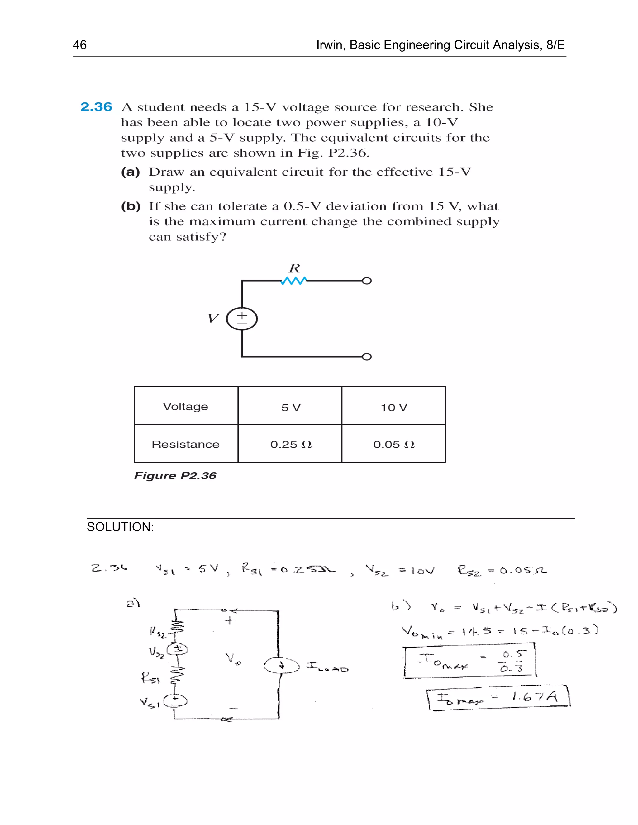 46           Irwin, Basic Engineering Circuit Analysis, 8/E




 SOLUTION:
 